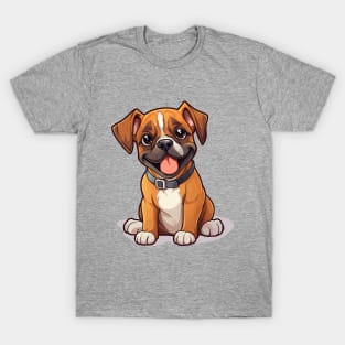 Cartoon Cute Kawaii Boxer Dog T-Shirt